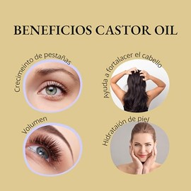 Aceite de Ricino Orgánico 50ml | Prensado en Frío 100% Puro | Fortalece Cejas, Pestañas, Cabello y Uñas | Hidratación Natural para Piel y Barba