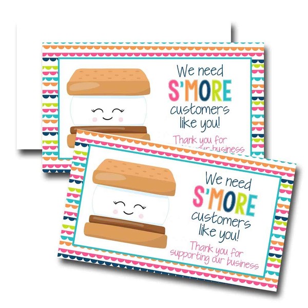 Funny S'more Customers Like You Thank You Customer Appreciation Package Inserts for Small Businesses, 100 2" X 3.5” Single Sided Insert Cards by AmandaCreation