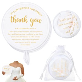 GlikCeil 200 Pcs Wedding Fans for Guests and Organza Storage Bag Set Sublimation Round Foldable Hand Fans Thank You Celebrating with Us Decorative for Wedding Return Favors Bridal Shower Party