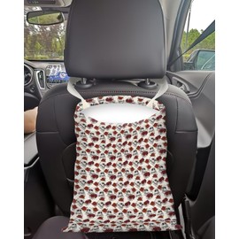 APVDSH Car Trash Can, Seat Back Hanging Car Trash Bag, Cute Canvas Car Garbage Bag, Essential Car Trash Bin Car Organizers Cool Skull Rose