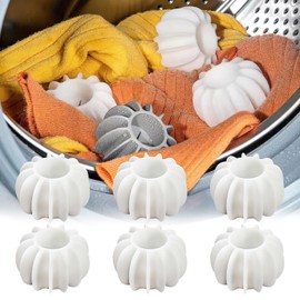 Reusable Laundry Ball 6 Pcs White Laundry Dryer Balls for Laundry Clothes Fabrics Reduce Wrinkles Silicone Tidy Clothes Anti Winding