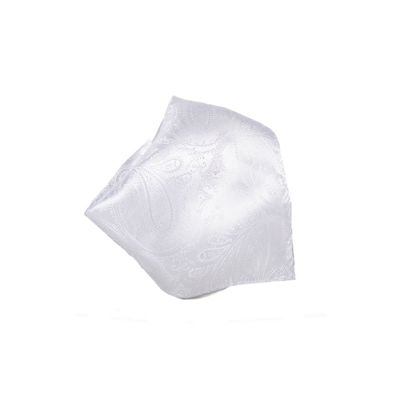 Vesuvio Napoli White Paisley Design Men's Hankerchief Pocket Square Hanky