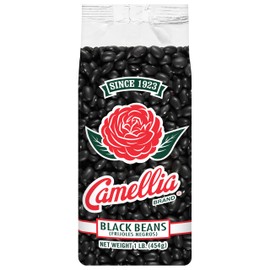 Camellia Brand Dried Black Beans, Frejoles Negros – Premium Non-GMO Black Turtle Beans for Soups, Chili, Tacos, Burritos, Rice & Peas, Latin & Southwestern Cooking – Gluten-Free, High Protein, Vegan & Vegetarian Friendly, 1 Pound (Pack of 12)