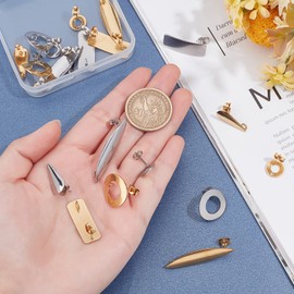 UNICRAFTALE 10 Pairs 2 Colours 5 Styles DIY Stud Earrings Stainless Steel DIY Earrings Accessories 0.8 mm Pin Metal Women's Earrings DIY Set for DIY Earrings Jewellery Making