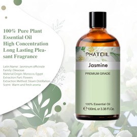 PHATOIL 100% Natural Aroma Oil Jasmine Essential Oil 100ml for Essential Oils Gift Aroma Diffuser
