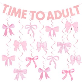 FASOTY 18th Birthday Decorations for Girls Pink Bow Birthday Decorations for Girl’s 18 Birthday 18 Year Old Coquette Birthday Decorations 18th Birthday Supplies