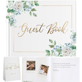 Wedding Guest Book for Guests to Sign, Elegant Wedding Guestbook Ideas, Sign in Book for Bridal and Baby Shower, Polaroid Guest Book, 100 Thick Lined and Blank Pages for Party, Wedding Books