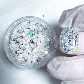 Yomigel Nail Unique Flake Glitter Brilliant film glitter, 1 piece, Unique Flake-Silver / 요미젤 네일 유니크 플레이크 글리터 영롱한 필름 글리터, 1개, 유니크플레이크-실버