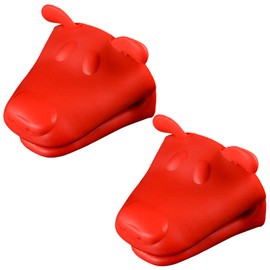 Mini Oven Mitts Gloves-BPA Free Silicone,Heat Resistant, Cooking Pinch Mitts Potholder for Kitchen Cooking & Baking (Red)