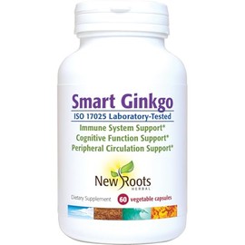 NEW ROOTS HERBAL Smart Ginkgo Vegetable Capsules, 60 Count, Immune System & Cognitive Support