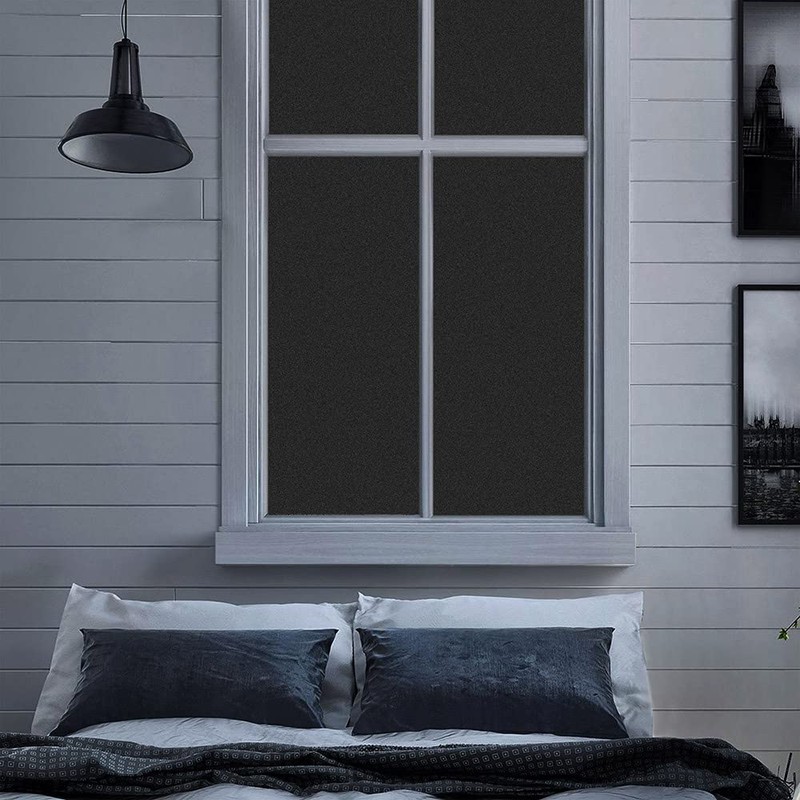 Finnez Blackout Window Privacy Film No Glue Necesary Static Cling,Anti-UV,Black