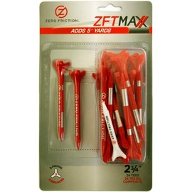 Zero Friction Unisex MAXX 3-Prong 2-3/4 Golf Tees, Red/Silver (24 Tees/Pack) Red