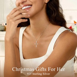 Cross Necklace for Women ,925 Sterling Silver Birthstone Necklace,Citrine-November Birthstone Cross pendant jewelry ,Faith Religious Fine Jewelry Valentines Day Gifts Birthday Holiday Gifts for Her