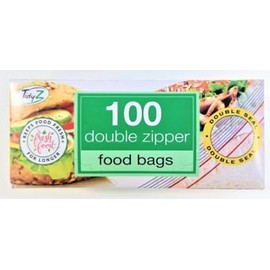 200 Double Zipper Plastic Zip Seal Food & Freezer Large Storage Bags Ultimate Strength Resealable, x2 100 Storage Bags each (Total 200 Double Zipper Bags)