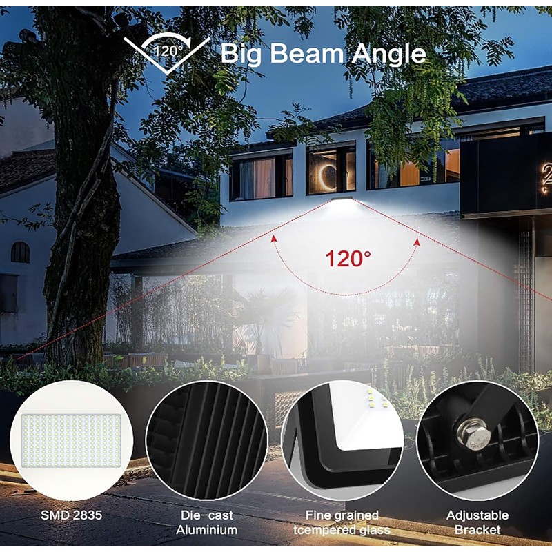 MORSEN 200W Flood Light Outdoor Plug in - 20000LM 5000K