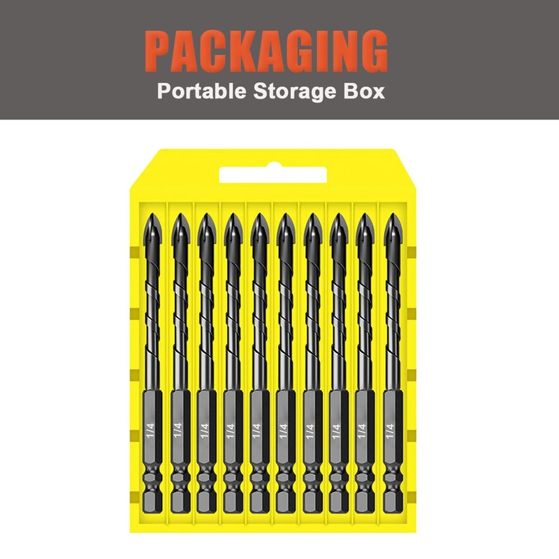 AVERZELLA 10-Piece Carbide Drill Bits Set for Ceramic, Concrete, Tile,