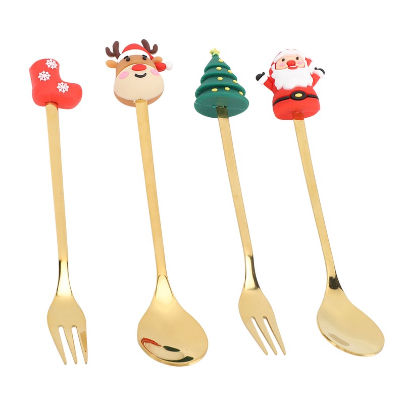 Christmas Spoons Forks Stainless Steel Cute Stylish Christmas Tableware Set