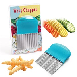Cooking with Kids - Wavy Chopper - Stainless Steel, Crinkle Cutter - Make Homemade French Fries, Waffle Fries, Fancy Vegetables - Potatoes, Cucumbers, Carrots! Beginner's First Knife