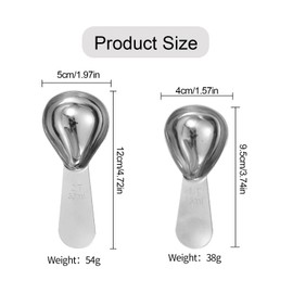 Xdealcozyxc 2 Pcs Coffee Scoop for Ground Coffee, 15 ml and 30 ml Stainless Steel Coffee Measuring Spoon, Short Handles