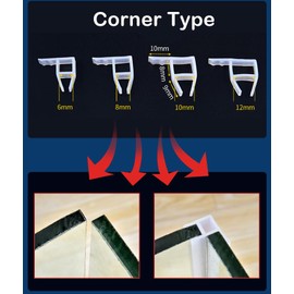 Exact Fit Shower Seal for 6-12 mm Glass Doors - Shower Door Seal with Extra Thick Rubber - Suitable for All Shower Types - Completely Waterproof - Easy to Assemble, 300 cm Long