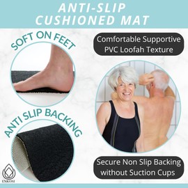 ENKOSI Loofah Square Shower Mat Non Slip - 24 x 24 Shower Mats for Bathroom - Shower Stall Mat Square - Shower Floor Mat - Shower Matts for Showers Anti Slip - Stall Mats - PVC Bathroom (Black 24x24)