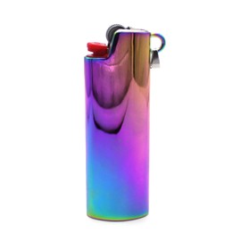 HUMWE Metal Lighter Case Cover Reusable for Bic Regular lighters Sleeve Holder with Ring Necklace Accessories (Rainbow Color)
