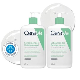 CeraVe Sch√§umendes Reinigungsgel f√ºr Gesicht und K√∂rper, Erfrischende Tiefenreinigung f√ºr normale bis fettige Haut, Mit Hyaluron und 3 essenziellen Ceramiden, 2 x 473 ml