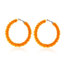 Cute Fluffy Pom Pom Earrings for Women Colorful 5CM Circle Round Faux Fur Hoop Earrings Winter Jewelry Christmas Gifts-orange