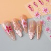 Flowers Nail Stickers, 5D Embossed Pink Small Flower Nail Decals,