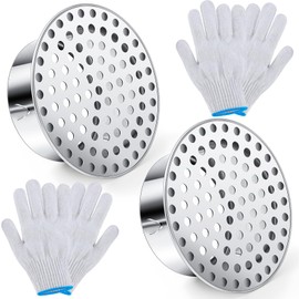 Moxweyeni 2 Pcs PVC Termination Cap for 3" Inner Diameter, Mesh Screen Vent Cover 304 Stainless Steel, for Furnace & Roof Vent Cap, Round Air Outlet Exhaust Water Drains Pipe with Gloves