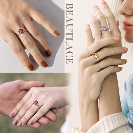 beautlace June Birthstone Adjustable Rings Silver Plated Birth Stone Open Ring Birthday Gifts Jewelry for Women KR0036U