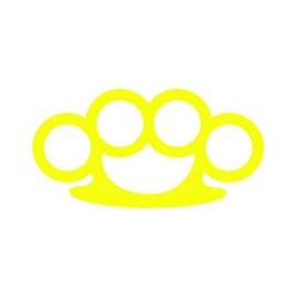 RDW Brass Knuckles Sticker - Decal - Die Cut - Yellow 1.50" x 0.77"