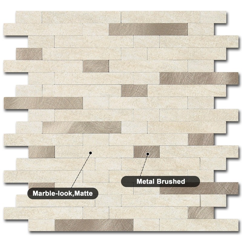 BeNice Marble Peel and Stick Backsplash Stick Tiles Subway Beige