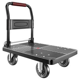 TIDY PALM Upgraded Foldable Push Cart Dolly | 880 lbs.Capacity Moving Platform Hand Truck | Foldable for Easy Storage | 5'' PU 360 Degree Swivel Silent Wheel-Black