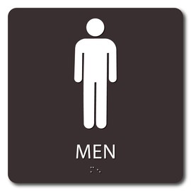 The Sign Studio - 8" x 8" - ADA Compliant- “Men” Restroom Sign Dark Brown/White - Tactile & Braille