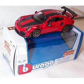 Burago Street fire Red black striping P0RSCHE 911 GT car 1:43 scale Diecast model