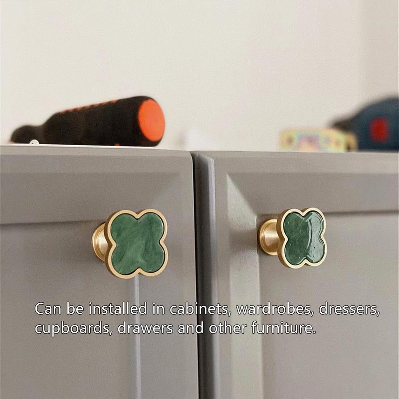 BEANPRECOY 8 Pcs Clover Four-Leaf Cabinet Knobs, Cabinet Drawer Pulls