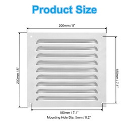 PATIKIL 8 x 8 Inch Aluminium Ventilation Cover, Screen Air Grille Ventilation Cover, HVAC Slat Grille for Home, Kitchen, Fireplace, Wall Ceiling, Silver Tone