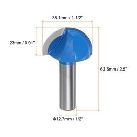 sourcing map Router Bit Core Box 1/2 Shank 1-1/2 Inch Cutting Dia. Round Nose Router Bit 2 Flutes Carbide Cove Box Cutter for Carpentry Woodworking Milling Cutter Tool
