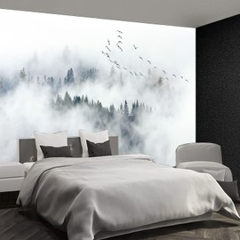 Fightal - Nature Forest Tree Mural Woodland Landscape Backgrounds Cottage Jungle Wallpaper Extra Large Wall murals for Bedroom Living Room（not Peel and Stick）- 108“x 75"