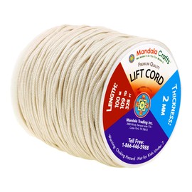 Mandala Crafts 2mm Egg Shell Blind Strings Lift Shade Cord - 109 Yards Braided Nylon Cord for Roman Shades, Curtain String, and Blinds Repair or Replacement