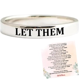 DIOWUS Let Them Ring For Women, Self Worth Motivation Ring, Personality Encouragement Gift To Sorority Sisters/Best Friends, Inspirational Stainless Steel Engraving Stackable Friendship Gift Jewelry,