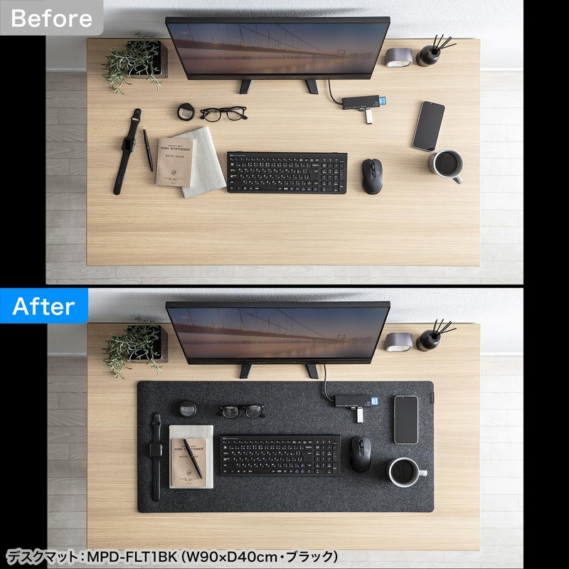 Sanwa Supply Desk Mat, Felt Material (W600×D300mm) Scratch and Stain