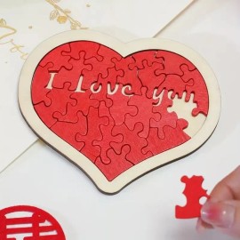 Unbranded 'I Love You' Wooden Heart Puzzle in a gift box [gift packaging]