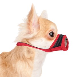 Adjustable Dog Muzzle Breathable Mesh Muzzles for Small Medium Large Dogs Soft Nylon Dog Mouth Guard Pet Safe Anti Biting Dog Muzzle for Prevent Barking Chewing (Red, XS)