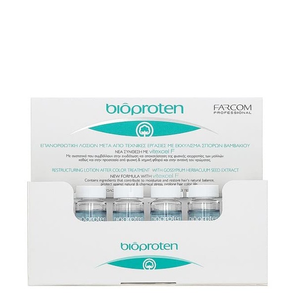 Farcom professional Bioproten Restructuring Lotion for Chemically Treated Hair, Cotton Seed Extract is Rich in Proteins and Vitamin B 12 x 10 ml