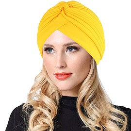 KINGREE Chemo Cap,Turban Headwear,Multi Function Headwrap and Chemo Hats for Hairloss, Yellow, Medium
