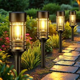LETMY Solar Pathway Lights Outdoor, 12 Pack Solar Lights Outdoor Waterproof IP65, Bright Solar Garden Lights Outdoor, Auto On/Off Outdoor Solar Lights for Yard Walkway Driveway Landscape Garden Decor