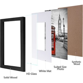 eletecpro 11x14 Picture Frame Made of Solid Wood - Displays 8x10/8.5x11 with Mat and 11x14 without Mat -Horizontal and Vertical Formats for Wall or Tabletop Display