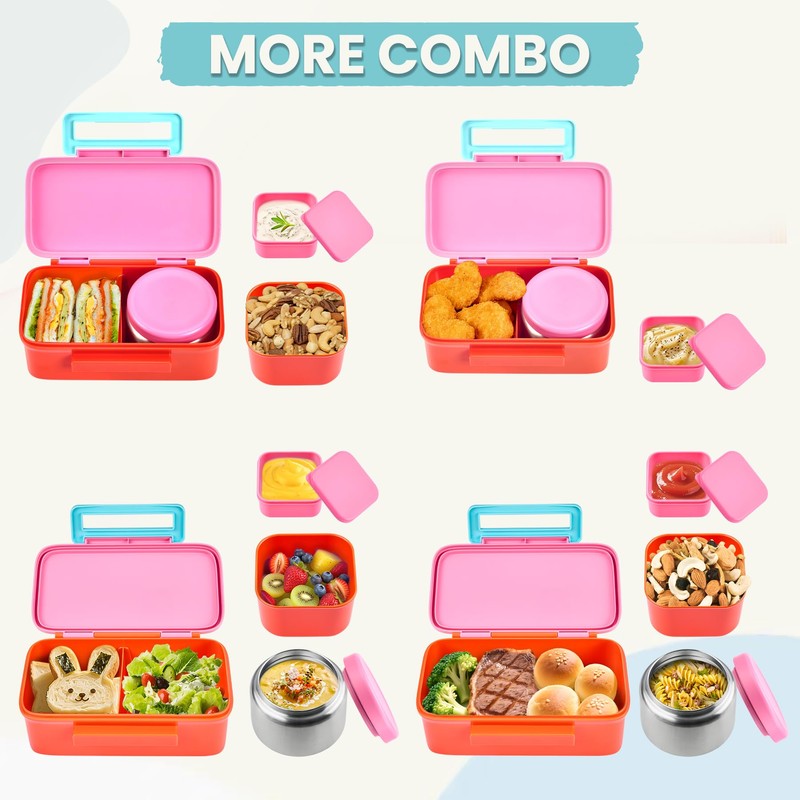 PIQUEBAR Kids Lunch Bento Box with 8oz Thermo Ice Pack